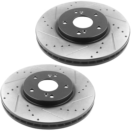 MotorbyMotor Front Brake Rotors 300mm Drilled & Slotted Brake Rotor Fits for Acura CL MDX TL TSX, Honda Accord Odyssey Pilot MotorbyMotor