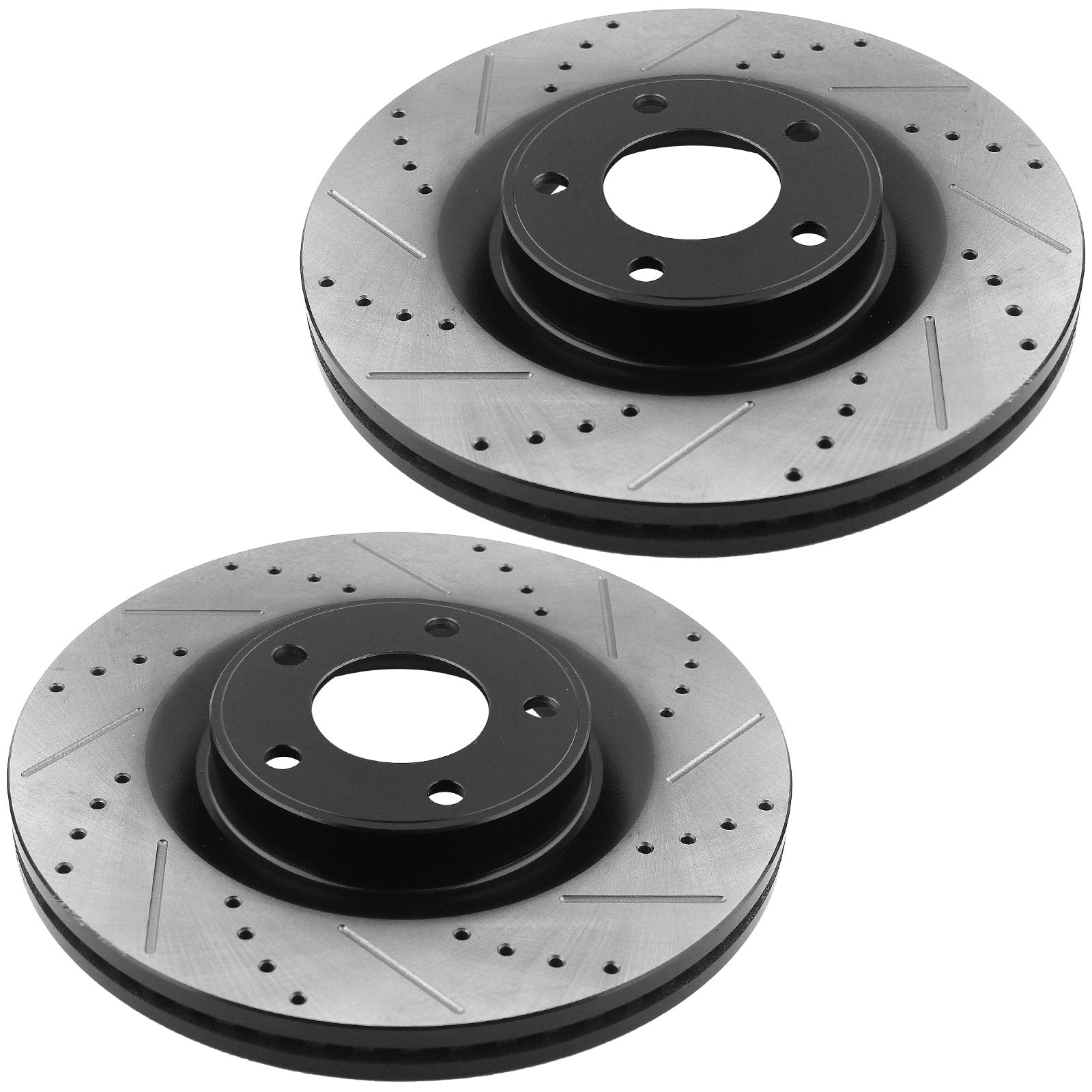 MotorbyMotor (AWD) Front Drilled Disc Brake Rotors w/Ceramic Brake Pads Kit + Cleaner & Fluid Fit 2007-2009 Ford Edge, 2007-2009 Lincoln MKX, 5 Lugs Count-54154 MotorbyMotor