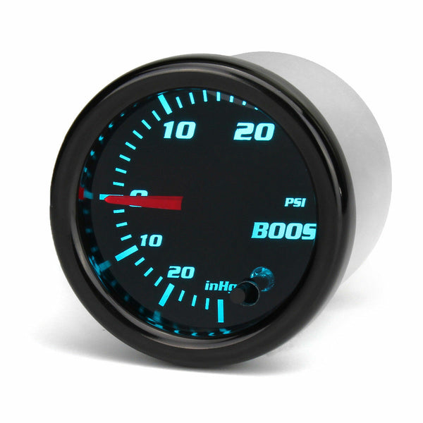 7 Color Turbo Boost Gauge Kit-30 PSI Pressure Vacuum Pointer Gauge 12V- 2-1/16" 52mm for Car Truck-- Black Dial - Smoked Lens MotorbyMotor
