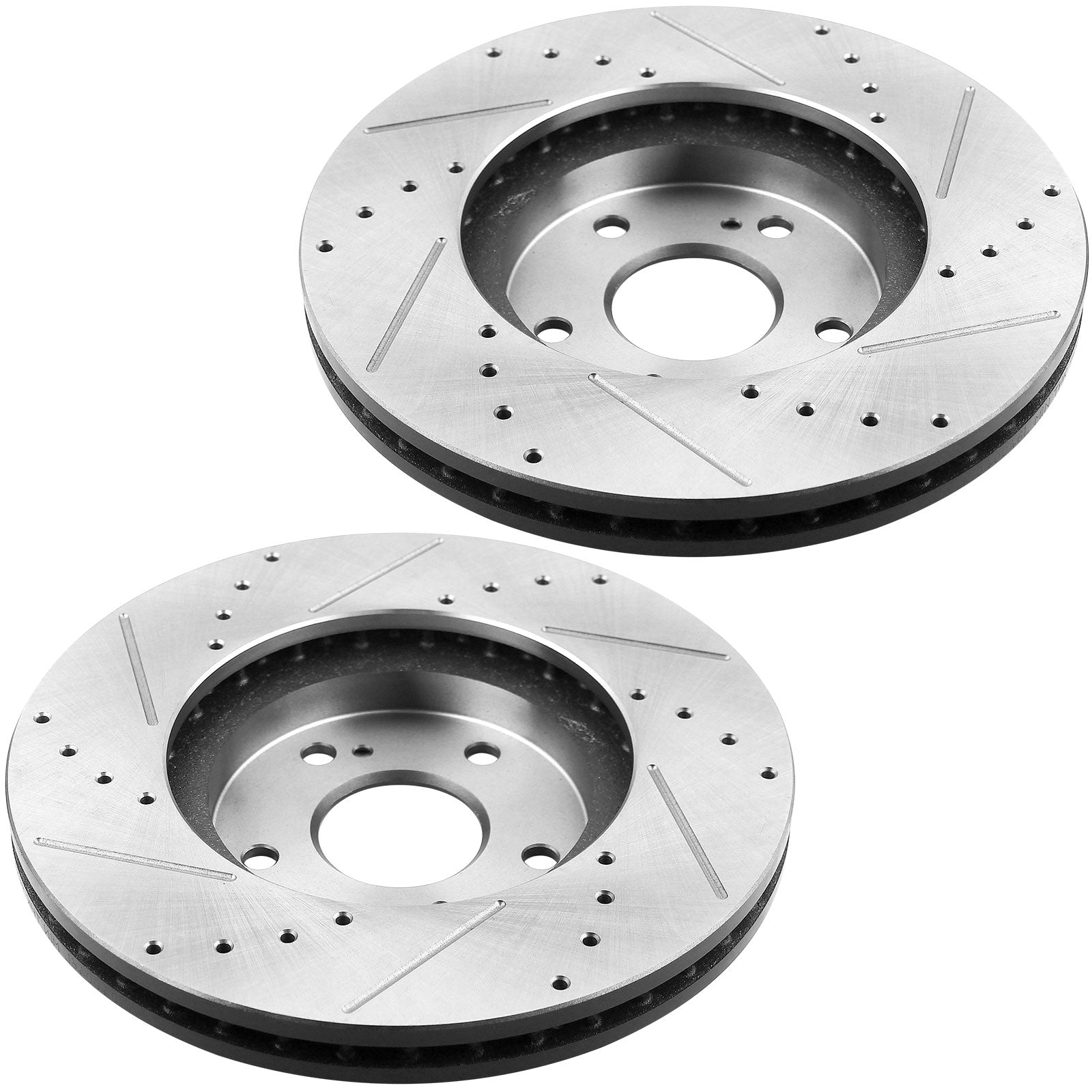 MotorbyMotor Front Brake Rotors & Brake Pad Kit 300mm Drilled & Slotted Design Including CLEANER DOT4 FLUID Fits for Acura TSX, Acura TL, Honda Accord MotorbyMotor