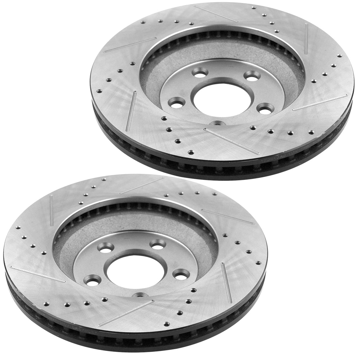 MotorbyMotor Front Brake Rotors & Brake Pad Kit 316mm Drilled & Slotted Design Fits for Ford Mustang (Excluded 2010 Base Model) MotorbyMotor