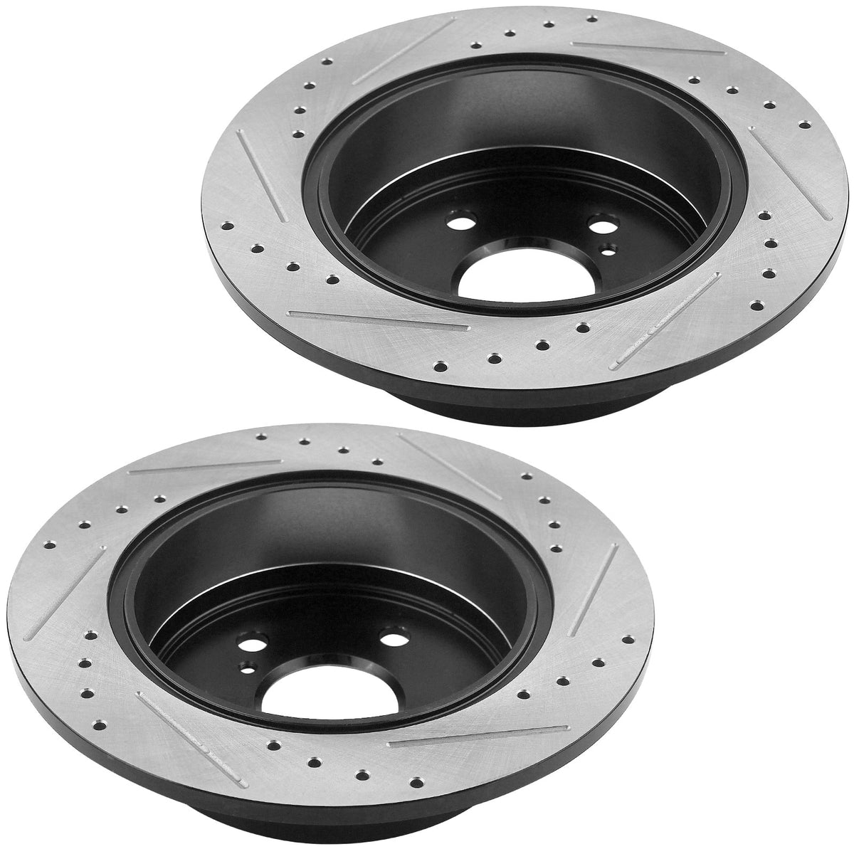 MotorbyMotor Rear Brake Rotors & Brake Pad Kit 281mm Drilled & Slotted Design Fits for Lexus ES300h ES350, Toyota Avalon Camry MotorbyMotor