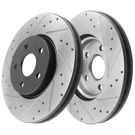 Front Drilled & Slotted Disc Brake Rotors w/Ceramic Pads Fits for 2006-2011 Buick Lucerne, 2006-2016 Chevy Impala, 2006 2007 Chevy Monte Carlo MotorbyMotor