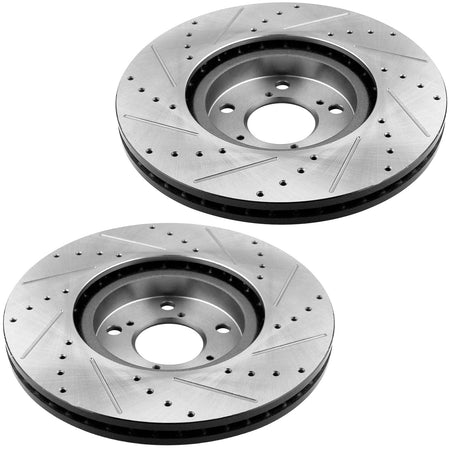 Front Drilled & Slotted Disc Brake Rotors +Ceramic Pads Fits for 07-13 Acura MDX, 16-18 Accura RLX,10-13 Accura ZDX, 09-15 Honda Pilot-5-Lug Wheel Holes MotorbyMotor