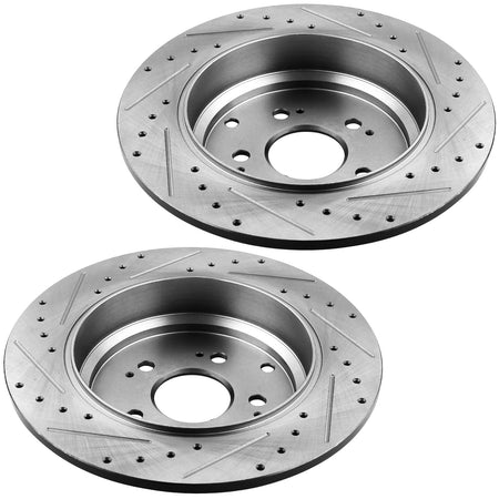 MotorbyMotor Rear Brake Rotors & Brake Pad Kit 334mm Drilled & Slotted E-Coating Fits for Acura MDX ZDX, Honda Pilot Odyssey (All Models) MotorbyMotor