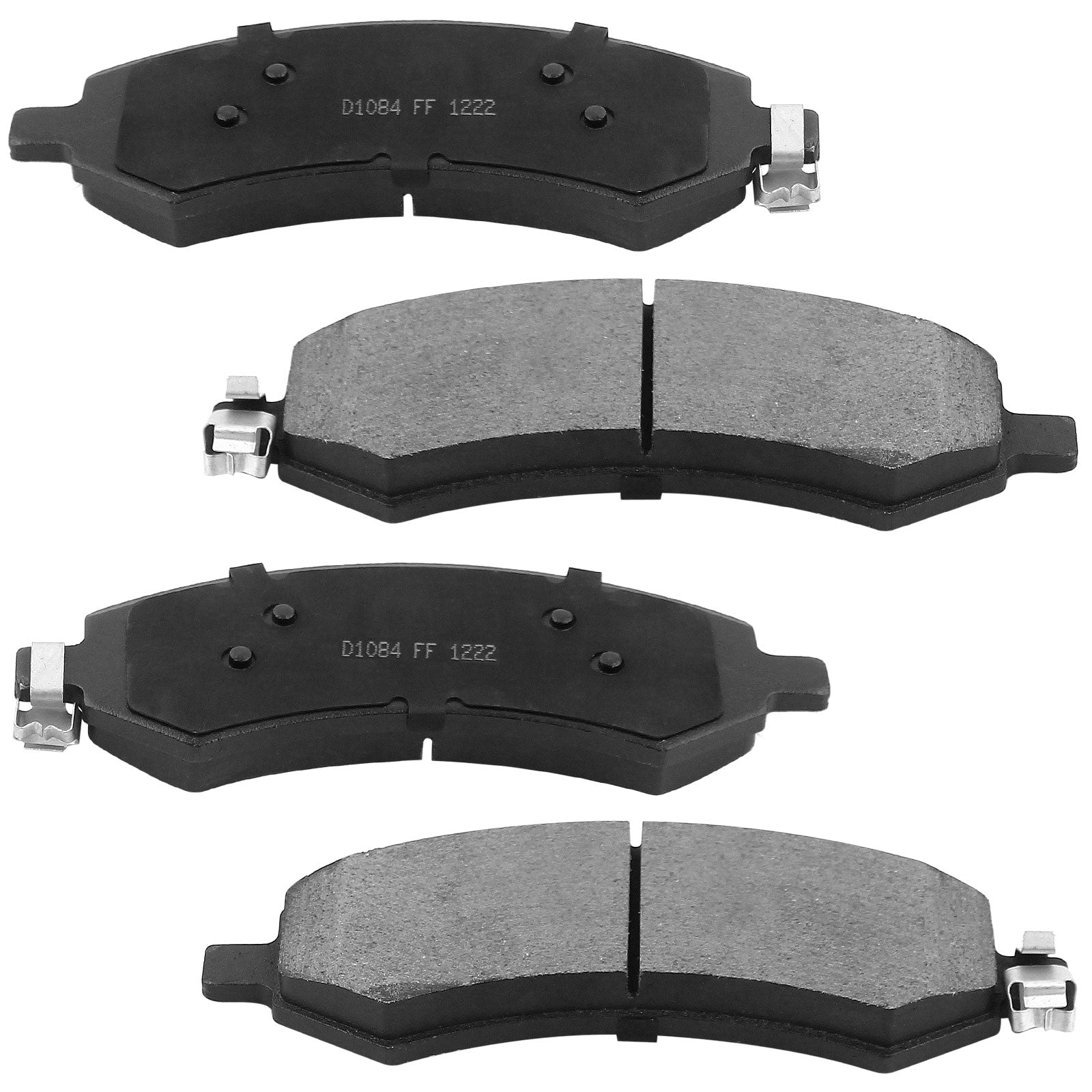 Front Ceramic Brake Pads w/Hardware Kits Fits for Chrysler Aspen, Dodge Dakota Durango Ram 1500, Mitsubishi Raider, Ram 1500 Dakota-Low Dust Brake Pad-4 Pack MotorbyMotor