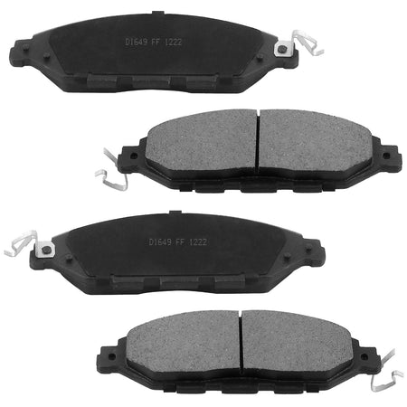 Front Ceramic Brake Pads w/Hardware Kits Fits for Infiniti JX35 2013, Infiniti QX60 2014-2019, Nissan Murano 2015-2020, Nissan Pathfinder 2013-2019-Ceramic Low Dust Brake Pad-4 Pack MotorbyMotor