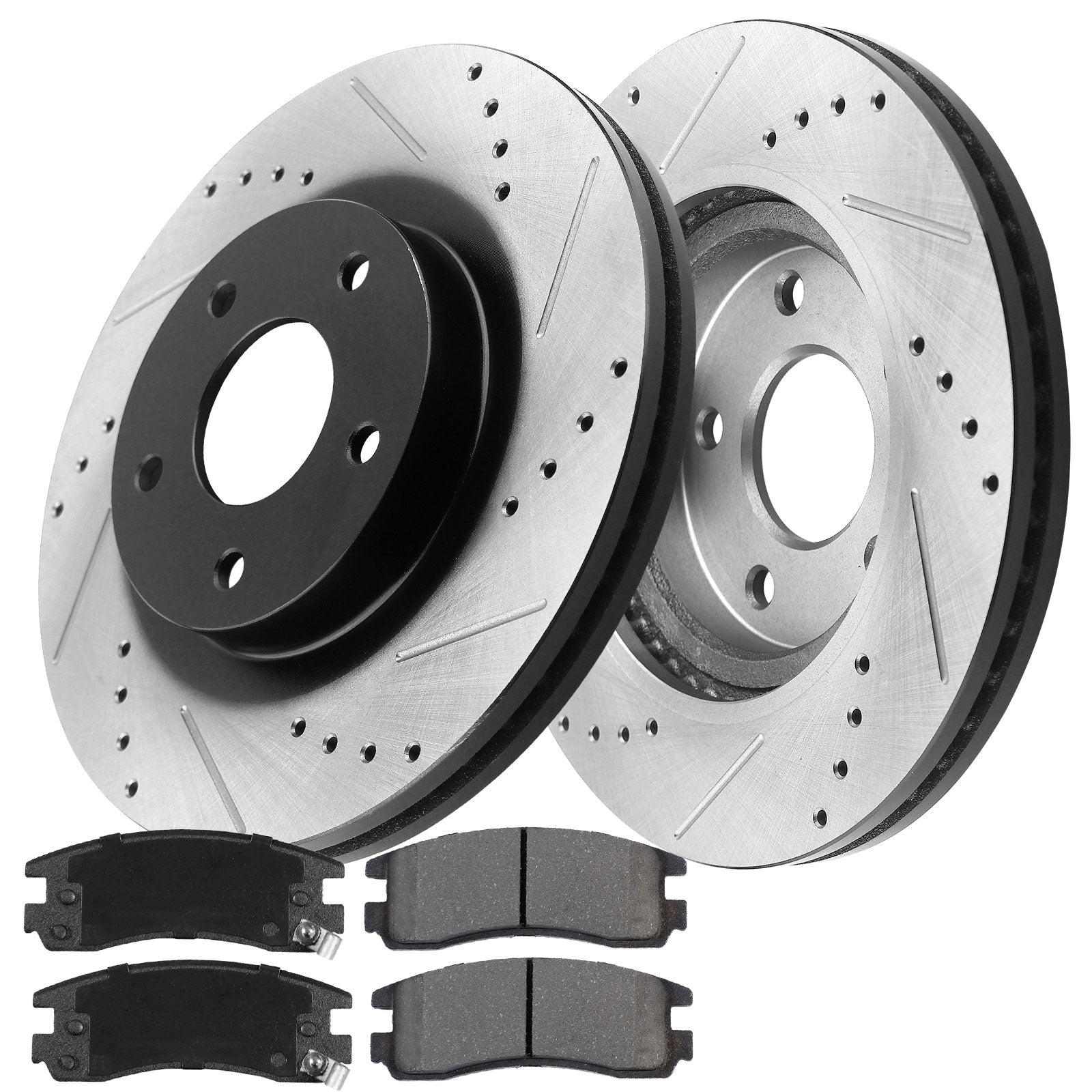 MotorbyMotor Rear Brake Rotors 278mm Drilled & Slotted Design Brake Rotor & Brake Pad kit Including CLEANER DOT4 FLUID Fits for Buick Lacrosse (V8 Models), Chevrolet Impala Monte Carlo (All Models) MotorbyMotor