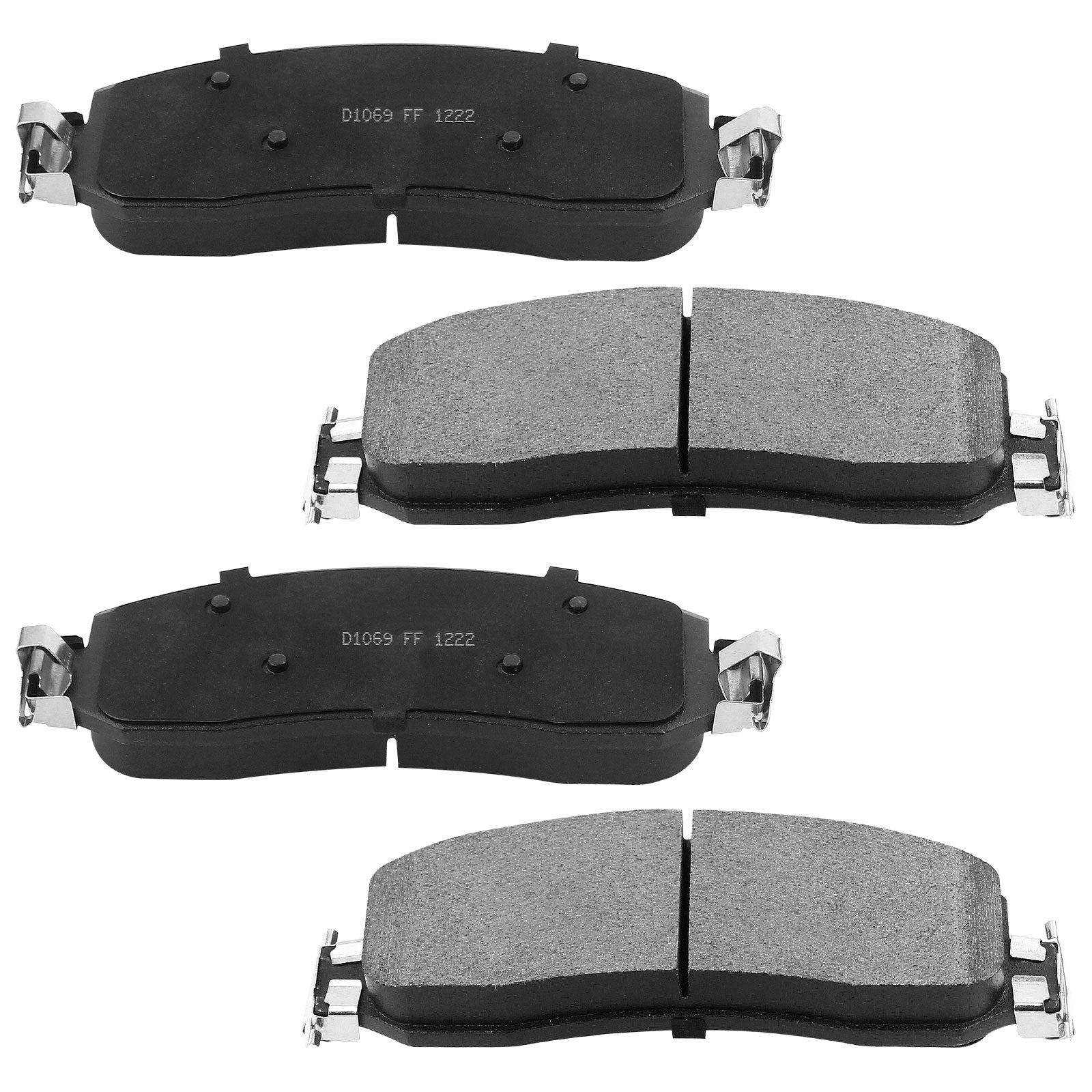 Front Ceramic Brake Pads w/Hardware Kits Fits for Ford F-250 Super Duty 2005-2011 (All Models), Ford F-350 Super Duty 2005-2012 (All Models)-Low Dust Brake Pad-4 Pack MotorbyMotor