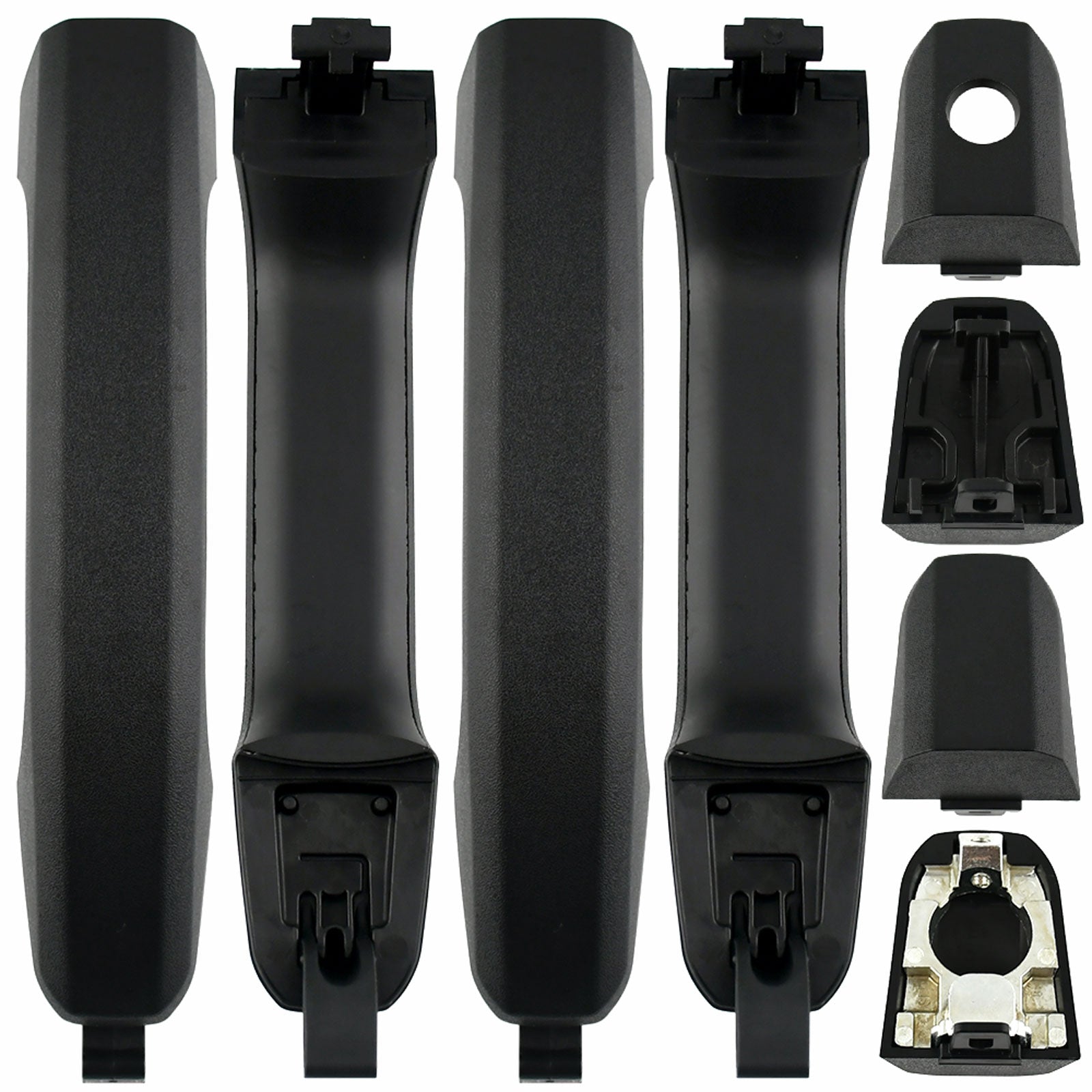 Textured Exterior Door Handles Fit for Chevrolet Cheyenne Silverado 1500 2500 3500 Suburban; Tahoe, GMC Sierra 1500 2500 3500 Yukon XL Car Door Handles (Set of 4, Black) MotorbyMotor