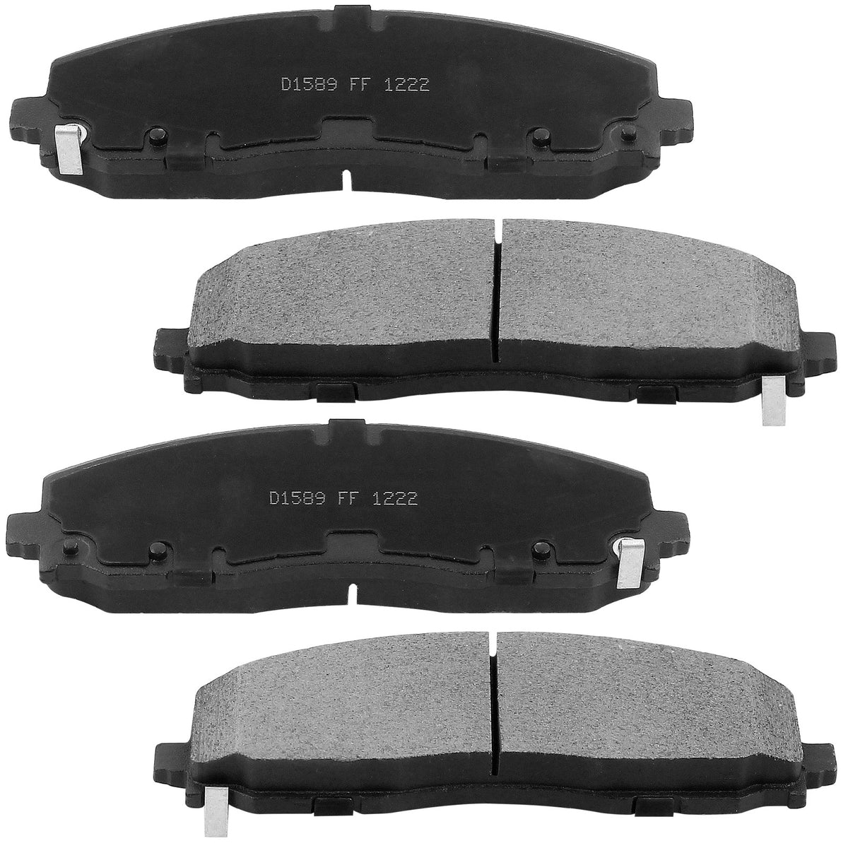 Front Ceramic Brake Pads w/Hardware Kits Fits for Chrysler Pacifica Town & Country, Dodge Grand Caravan Journey Gladiator Wrangler, Ram C/V, Volkswagen Routan-Ceramic Low Dust Brake Pad-4 Pack MotorbyMotor