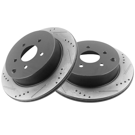 MotorbyMotor Rear Brake Rotors 307.6mm Drilled & Slotted Brake Rotor Fits for Infiniti FX35 JX35 FX37 FX45 M35h M37 M56 Q50 Q60 Q70, Nissan Murano Pathfinder Quest MotorbyMotor