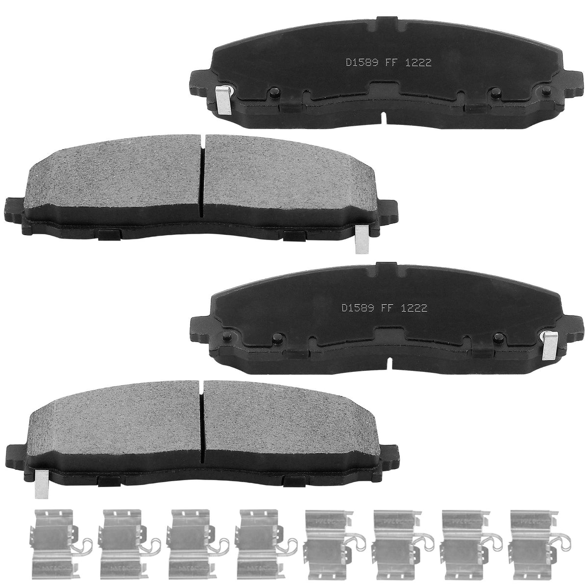 Front Ceramic Brake Pads w/Hardware Kits Fits for Chrysler Pacifica Town & Country, Dodge Grand Caravan Journey Gladiator Wrangler, Ram C/V, Volkswagen Routan-Ceramic Low Dust Brake Pad-4 Pack MotorbyMotor