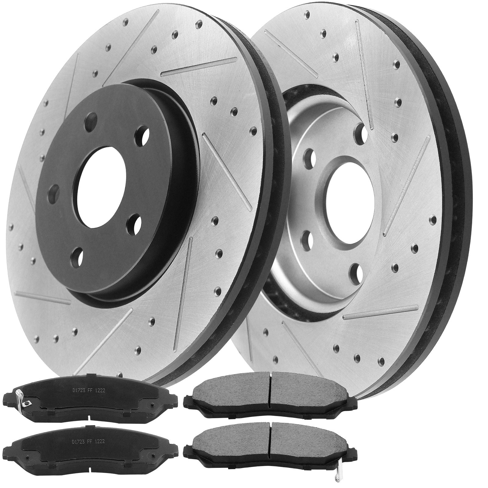 Front Drilled & Slotted Disc Brake Rotors + Ceramic Pads Fits for Acura MDX TL, Honda Odyssey Passport Pilot Ridgeline MotorbyMotor