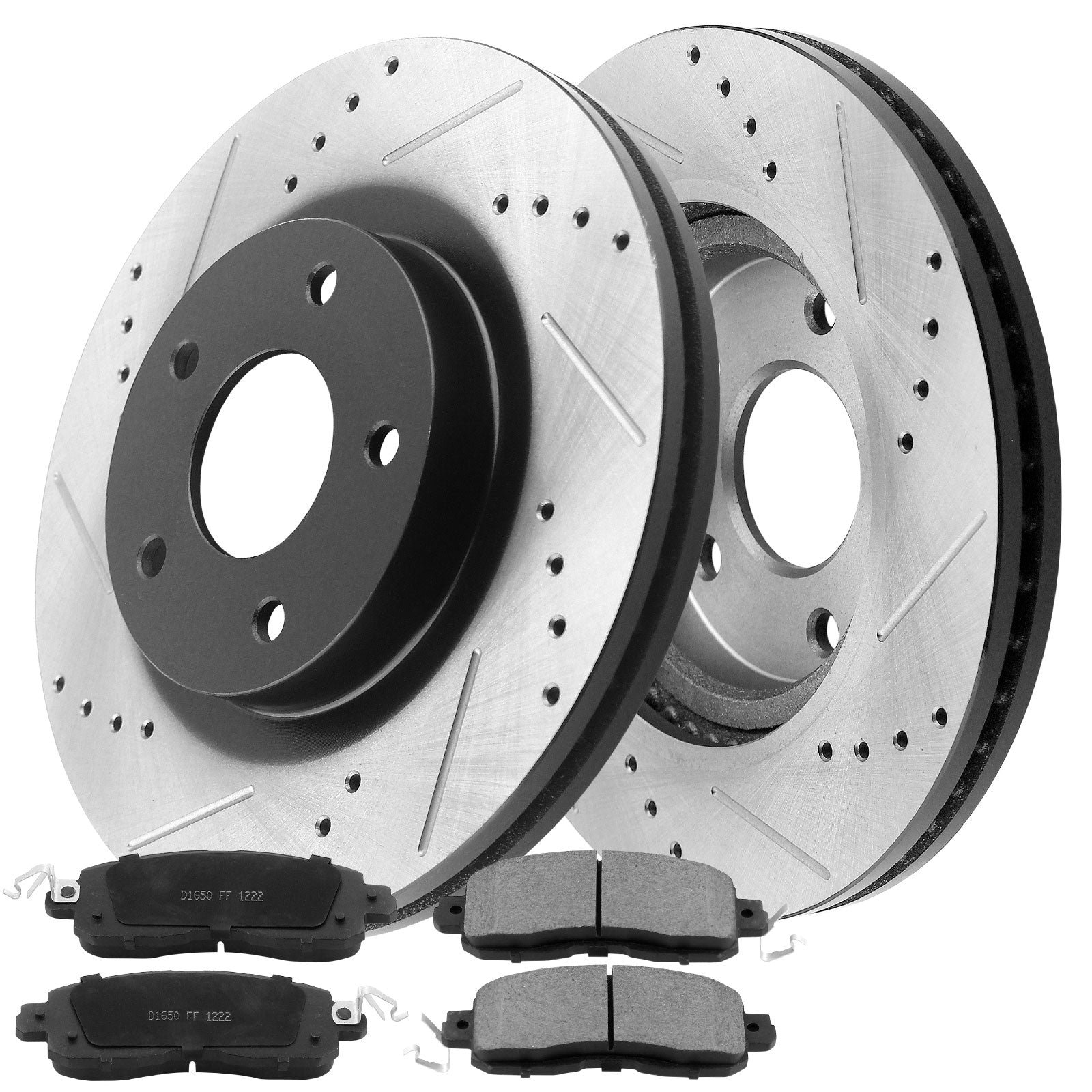 Motorbymotor Front Brake Rotors 296mm Drilled & Slotted Design Brake Rotor & Brake Pad kit Fits for Nissan Altima,Nissan Altima MotorbyMotor