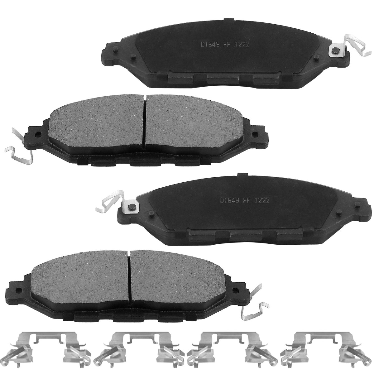 Front Ceramic Brake Pads w/Hardware Kits Fits for Infiniti JX35 2013, Infiniti QX60 2014-2019, Nissan Murano 2015-2020, Nissan Pathfinder 2013-2019-Ceramic Low Dust Brake Pad-4 Pack MotorbyMotor