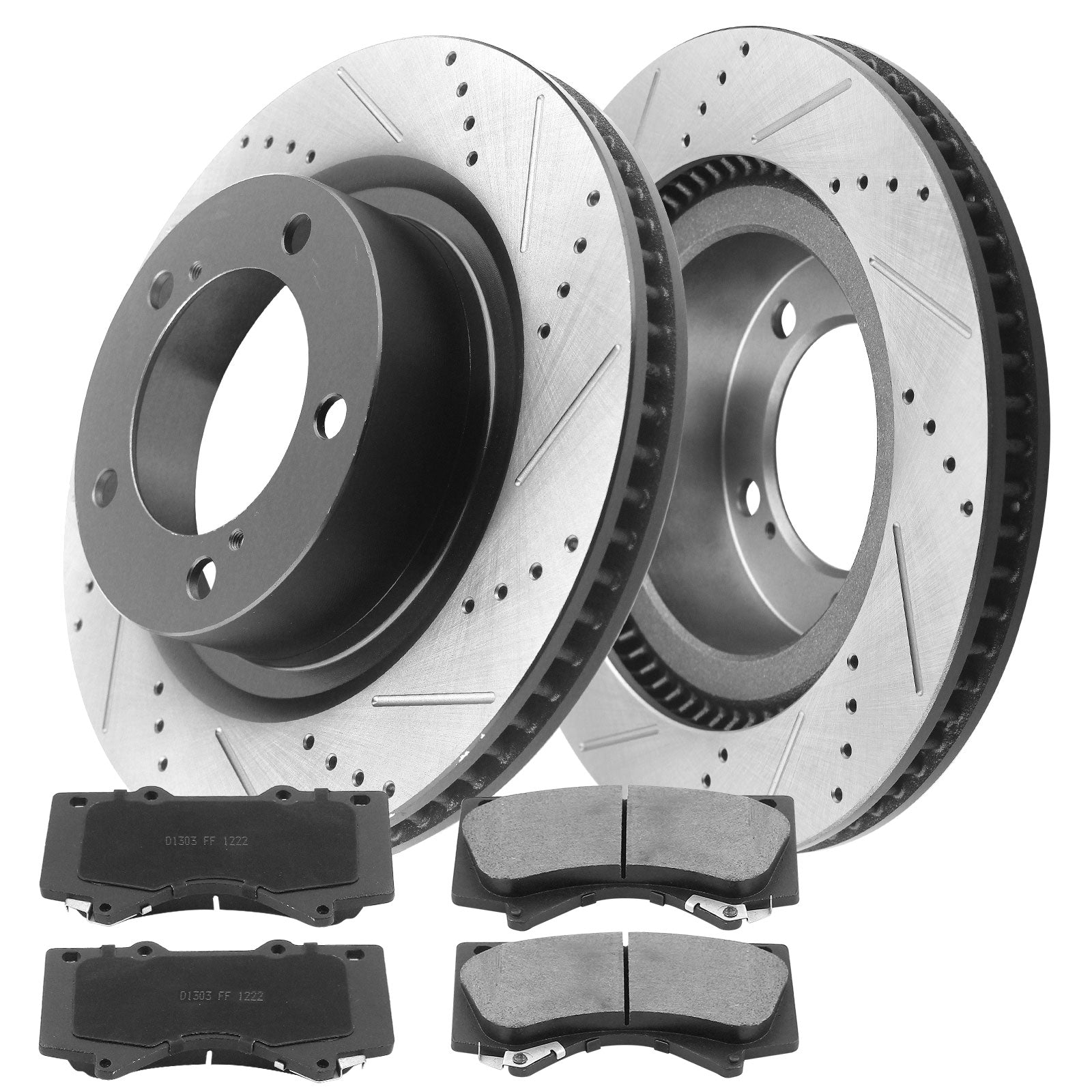 Motorbymotor Front Brake Rotors 354mm E-Coating Drilled & Slotted Brake Rotor & Brake Pad kit Fits for Lexus LX570, Toyota Land Cruiser Sequoia Tundra-All Models MotorbyMotor