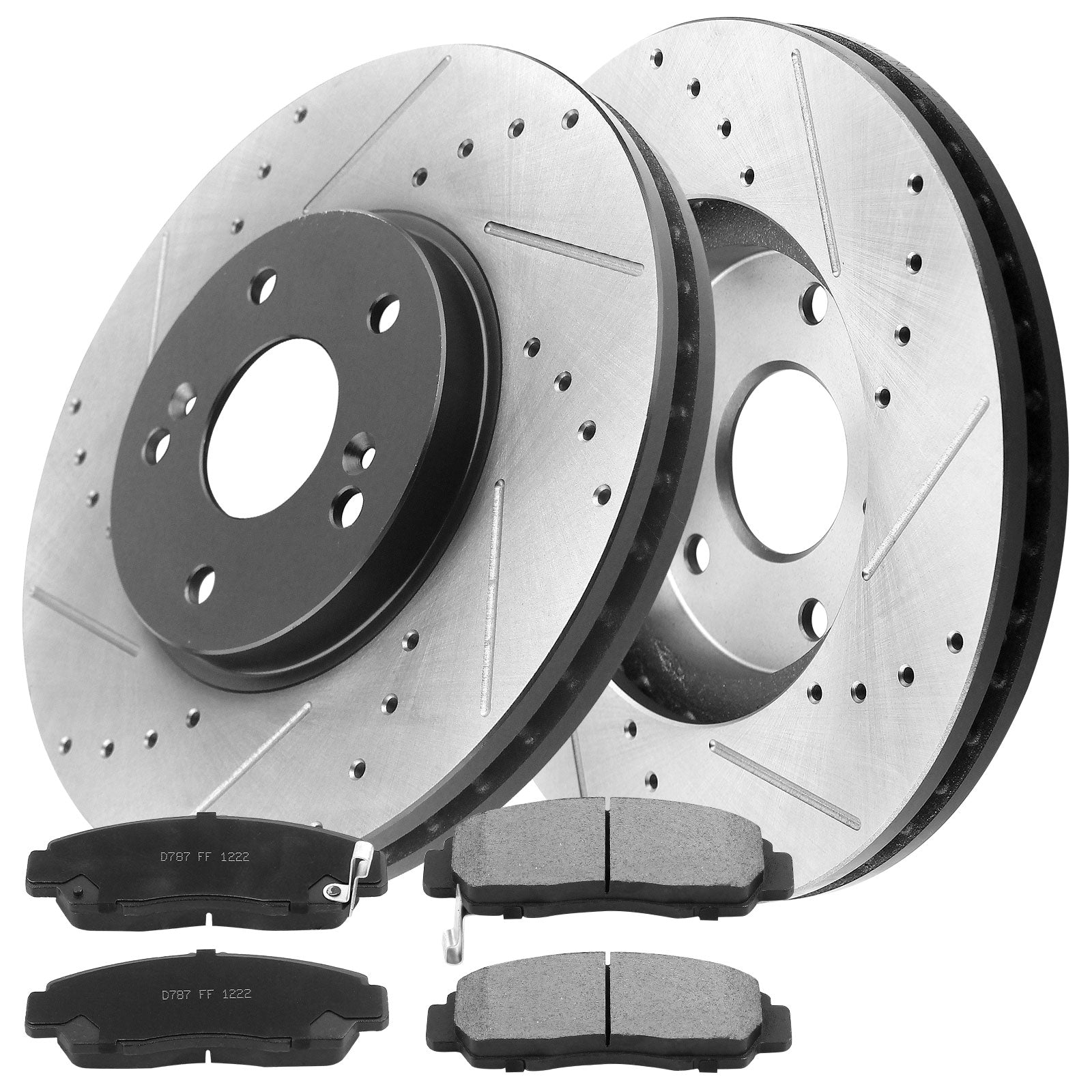 MotorbyMotor Front Brake Rotors & Brake Pad Kit 300mm Drilled & Slotted Design Including CLEANER DOT4 FLUID Fits for Acura TSX, Acura TL, Honda Accord MotorbyMotor
