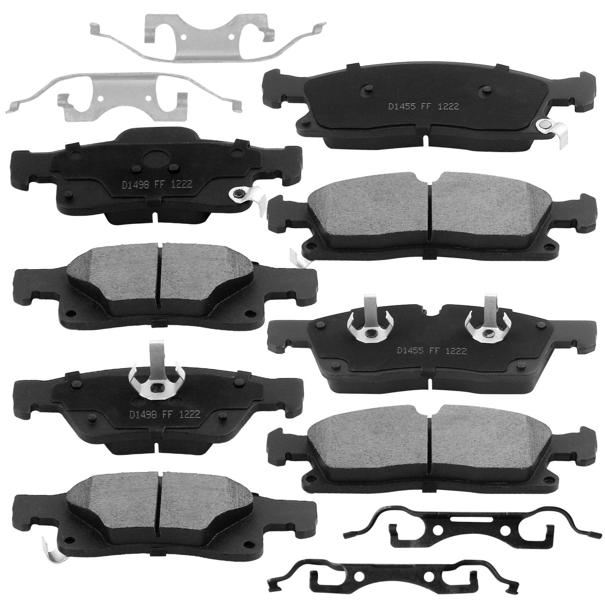 8 PCS Front & Rear Ceramic Brake Pads w/Hardware Kits Fits for Dodge Durango, Jeep Grand Cherokee Low Dust Brake Pad MotorbyMotor