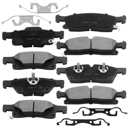 8 PCS Front & Rear Ceramic Brake Pads w/Hardware Kits Fits for Dodge Durango, Jeep Grand Cherokee Low Dust Brake Pad MotorbyMotor