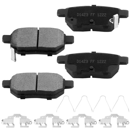 Rear Ceramic Brake Pads w/Hardware Kits Fits for Toyota Corolla Matrix Prius Plug-In Yaris, Pontiac Vibe, Scion TC IM XB-Low Dust Brake Pad-4 Pack MotorbyMotor