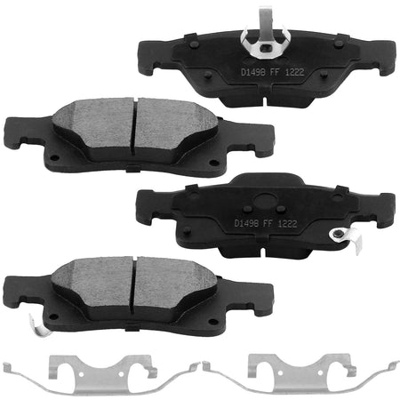 Rear Ceramic Brake Pads w/Hardware Kits Fits for Dodge Durango, Jeep Grand Cherokee-Ceramic Low Dust Brake Pad-4 Pack MotorbyMotor