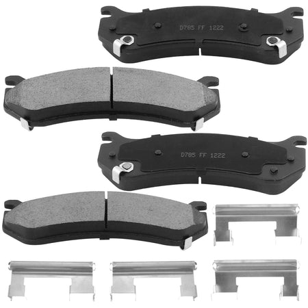 Front Ceramic Brake Pads w/Hardware Kits Fits for Cadillac Escalade EXT ESV, Chevy Tahoe Astro Avalanche Express Silverado Suburban 1500 2500, GMC GMC Safari Savana 1500 2500 Yukon XL-4 Pack MotorbyMotor