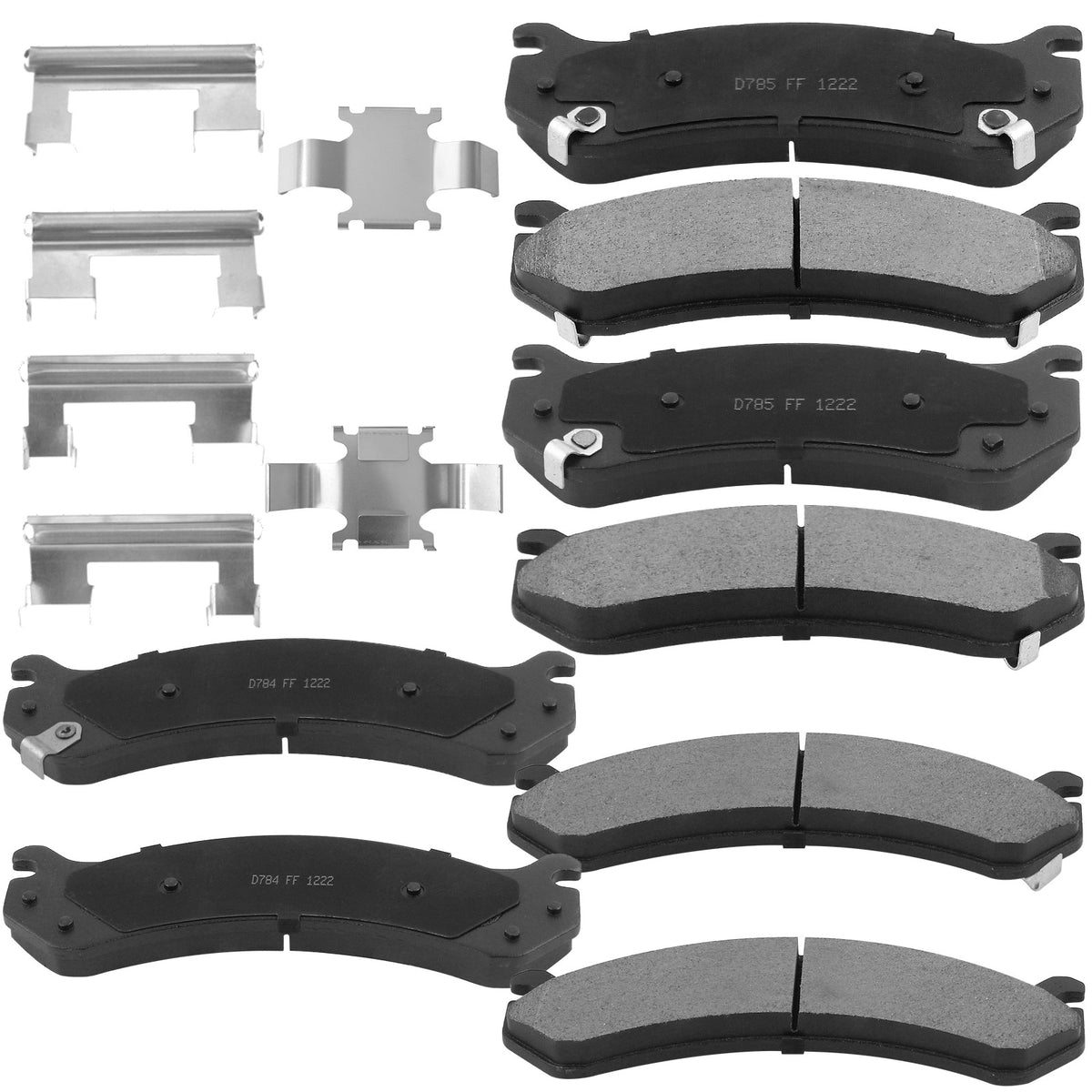 8 PCS Front & Rear Ceramic Brake Pads w/Hardware Kits Fits for Chevrolet Silverado 1500 2500 3500 HD Suburban 2500, GMC Sierra 1500 2500 3500 HD Yukon XL 2500, Hummer H2 Low Dust Brake Pad MotorbyMotor
