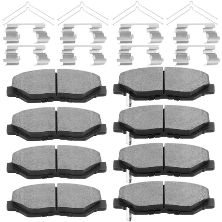 8 PCS Front & Rear Ceramic Brake Pads w/Hardware Kits Fits for Honda Pilot 2003-2008 Low Dust Brake Pad (All Models) MotorbyMotor