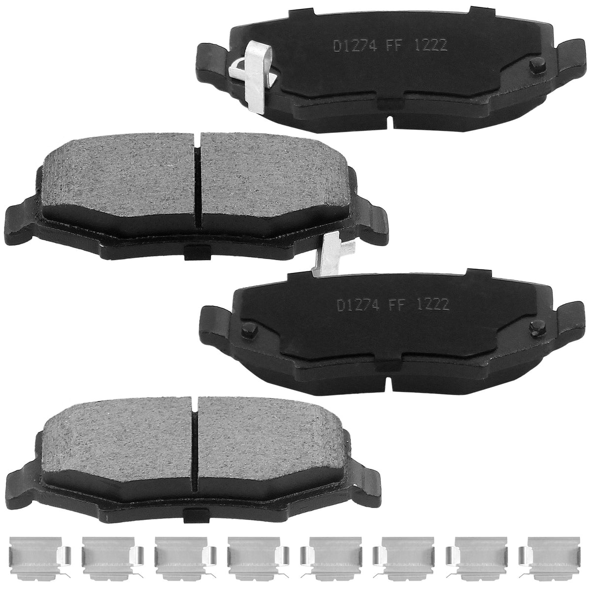 Rear Ceramic Brake Pads w/Hardware Kits Fits for Dodge Nitro, Jeep Liberty Wrangler JK (All Models)-Low Dust Brake Pad-4 Pack MotorbyMotor