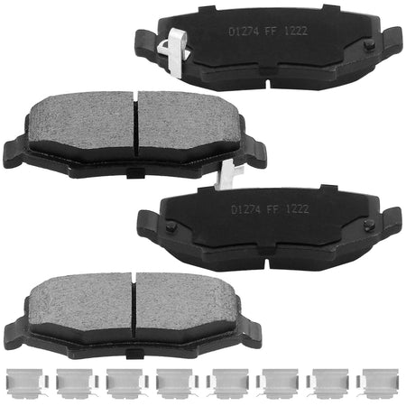 Rear Ceramic Brake Pads w/Hardware Kits Fits for Dodge Nitro, Jeep Liberty Wrangler JK (All Models)-Low Dust Brake Pad-4 Pack MotorbyMotor