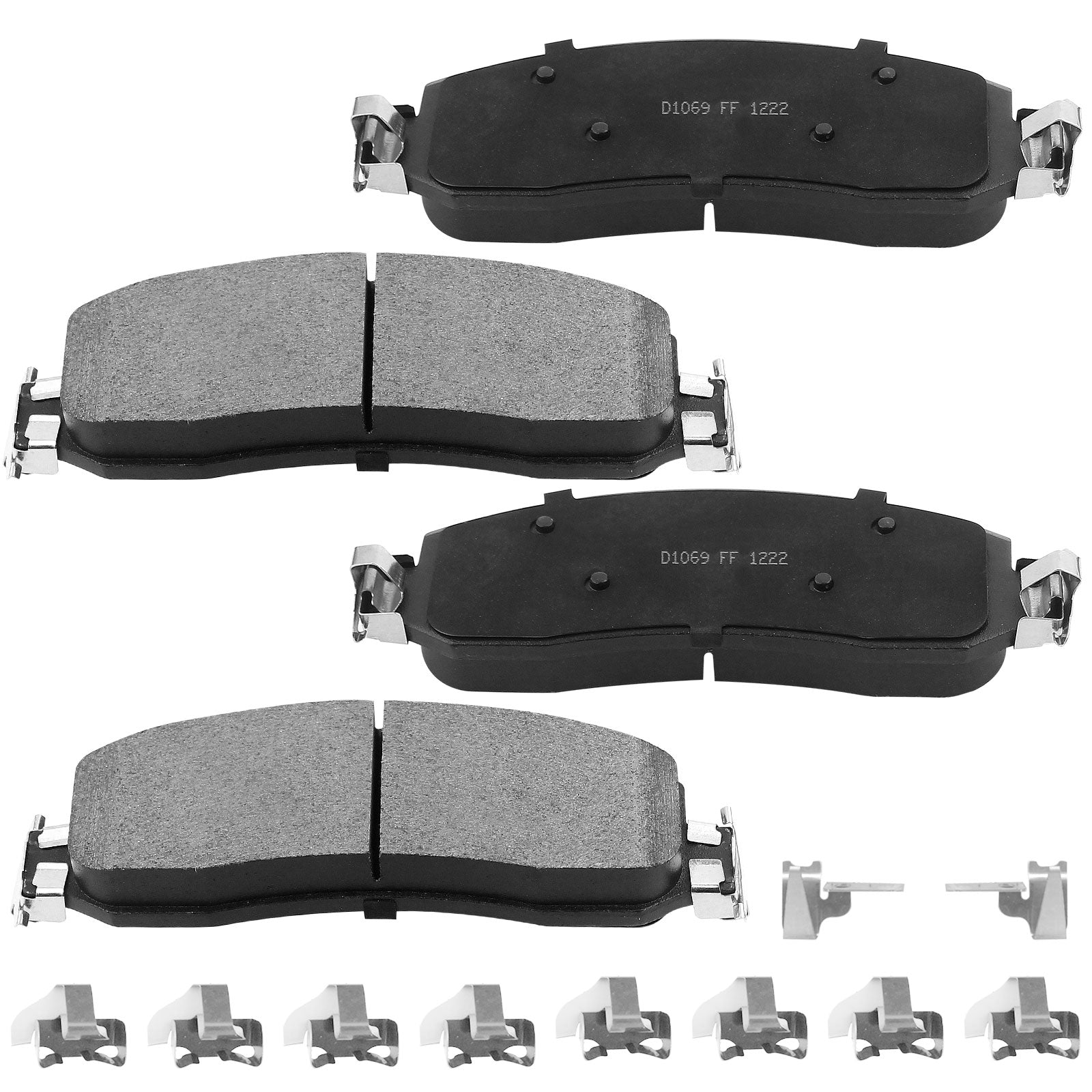 Front Ceramic Brake Pads w/Hardware Kits Fits for Ford F-250 Super Duty 2005-2011 (All Models), Ford F-350 Super Duty 2005-2012 (All Models)-Low Dust Brake Pad-4 Pack MotorbyMotor