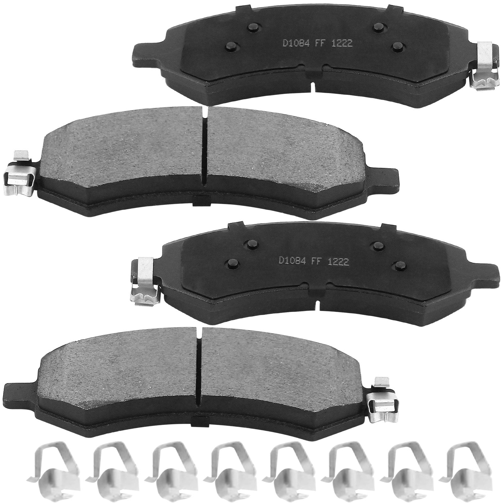Front Ceramic Brake Pads w/Hardware Kits Fits for Chrysler Aspen, Dodge Dakota Durango Ram 1500, Mitsubishi Raider, Ram 1500 Dakota-Low Dust Brake Pad-4 Pack MotorbyMotor