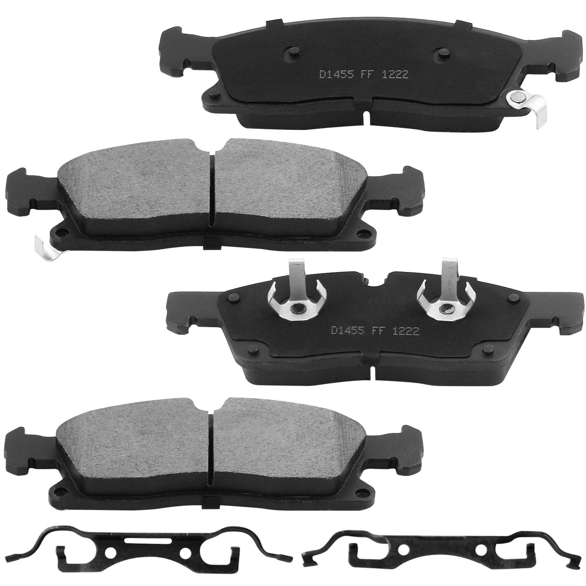 Front Ceramic Brake Pads w/Hardware Kits Fits for Dodge Durango, Jeep Grand Cherokee Low Dust Brake Pad-4 Pack MotorbyMotor
