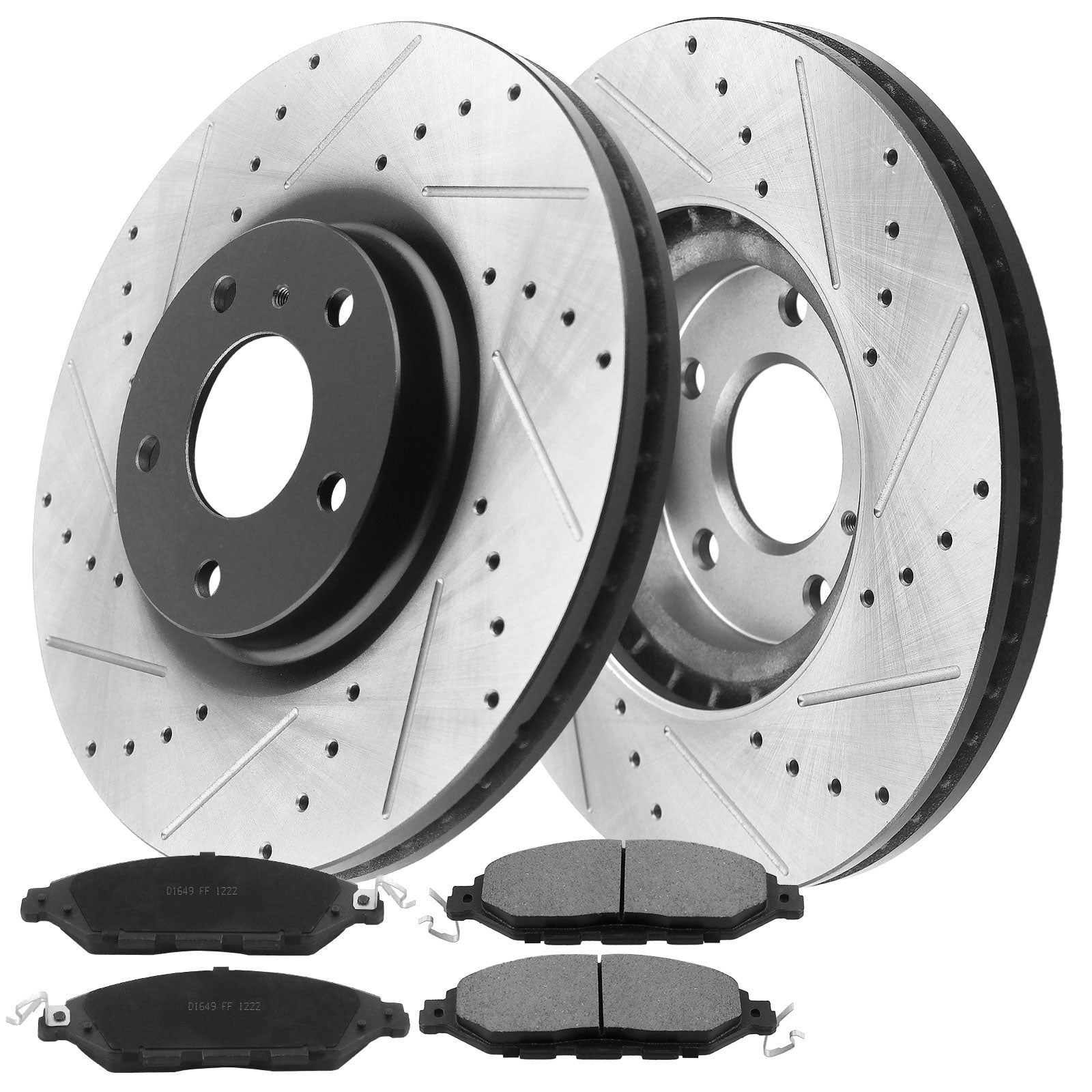 MotorbyMotor Front Brake Rotors 320mm Drilled & Slotted Design Brake Rotor & Brake Pad kit Including CLEANER DOT4 FLUID Fits for Infiniti JX35 QX60, Nissan Murano Pathfiner (All Models) MotorbyMotor