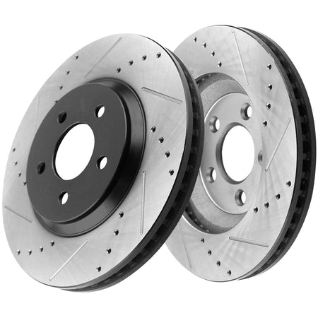 MotorbyMotor Front Brake Rotors & Brake Pad Kit 316mm Drilled & Slotted Design Fits for Ford Mustang (Excluded 2010 Base Model) MotorbyMotor