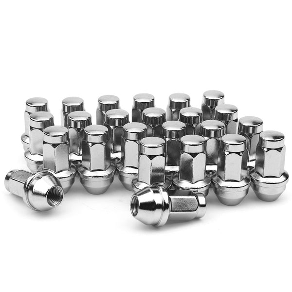 24Pcs 14mmx2.0 Wheel Lug Nuts, Polished Stainless M14x2.0 Lug Nuts Fits for Ford F-150 2004-2014, Ford Expedition 2004-2014 (Chrome) MotorbyMotor