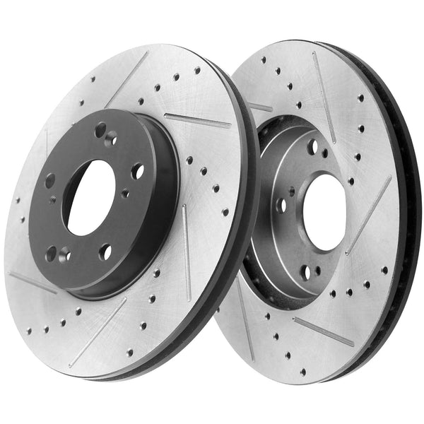MotorbyMotor Front & Rear Brake Rotors E-Coating Drilled & Slotted Brake Rotor Fits for Cadillac Escalade ESV EXT, Chevrolet Avalanche Silverado Suburban 1500 Tahoe, GMC Sierra 1500 Yukon XL 1500 MotorbyMotor