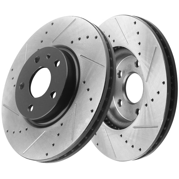 MotorbyMotor Rotors 278mm Rear Drilled & Slotted Rotor Fit for Chevy Impala Monte Carlo Venture, Buick Regal Century, Oldsmobile Alero Intrigue Silhouette, Pontiac Grand Prix Montana Grand Am MotorbyMotor