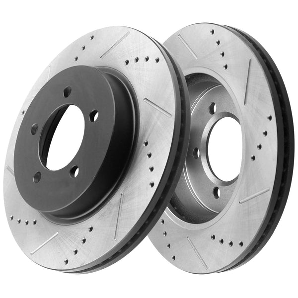 MotorbyMotor 31368 Front Rotors 11.65 Inch (296.1mm) Drilled & Slotted E-Coating Brake Rotor  2005-2010 Honda Odyssey Disc Brake Rotor (All Models) MotorbyMotor
