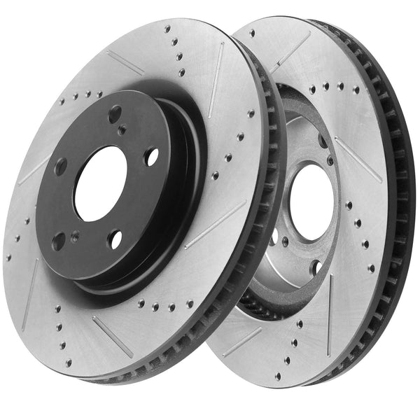 MotorbyMotor Front & Rear Brake Rotors E-Coating Drilled & Slotted Brake Rotor Fits for Chevrolet Avalanche Suburban 2500 Express Silverado 2500 3500, GMC Savana 2500 Disc Brake Rotor MotorbyMotor