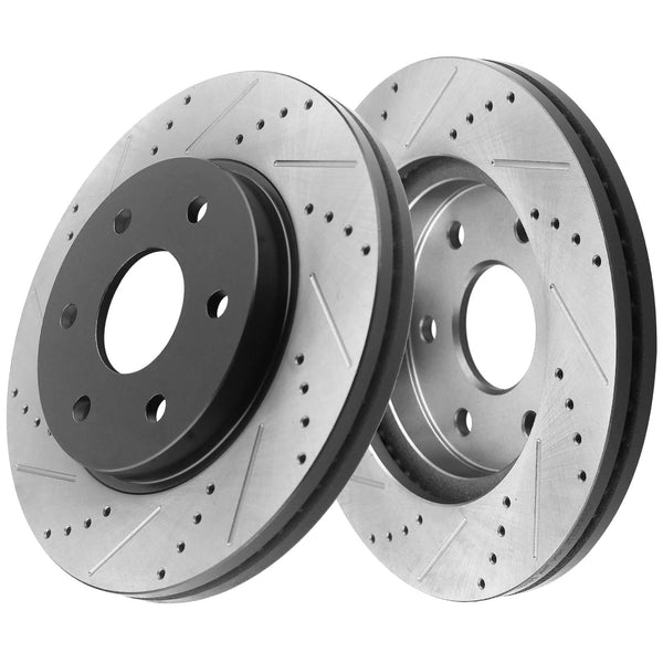MotorbyMotor 31368 Front Rotors 11.65 Inch (296.1mm) Drilled & Slotted Brake Rotor & Ceramic Brake Pad kit Fits for 2005-2010 Honda Odyssey Didc Brake Rotor (All Models) MotorbyMotor