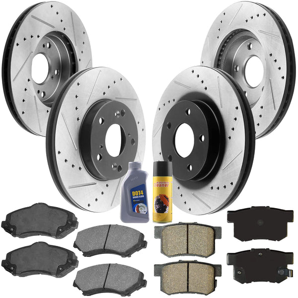 MotorbyMotor D969 D905 Front Rear Ceramic Brake Pads w/Hardware Fits Fits for 2003-2005 Infiniti FX35 FX45, Nissan Altima Maxima Murano Brakes-4pcs Set MotorbyMotor