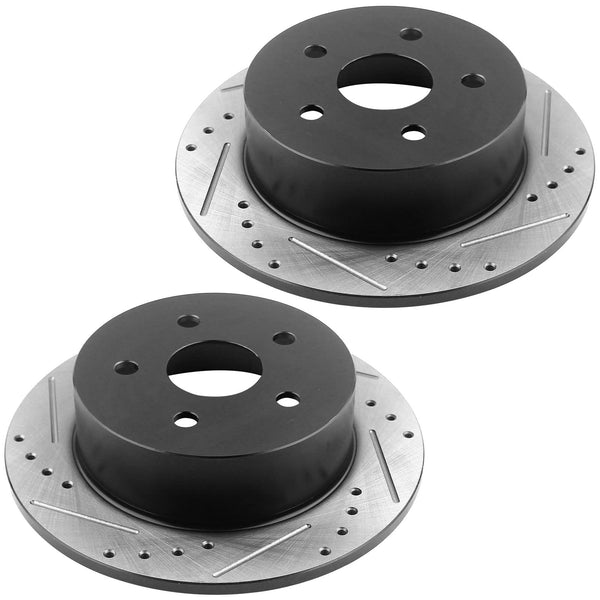 MotorbyMotor Front & Rear Brake Rotors Fits for 2011-2013 Chevrolet Impala, 2014-2016 Chevrolet Impala Limited E-Coating Drilled & Slotted Brake Rotor & Brake Pad kit Including CLEANER DOT4 FLUID MotorbyMotor
