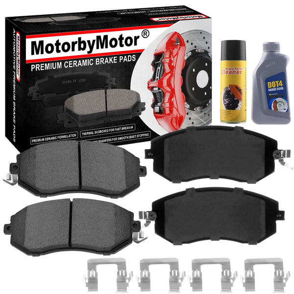 MotorbyMotor D908 D885 Front Rear Ceramic Brake Pads w/Hardware Fits for 2002 2003 2004 2005 2006 Toyota Camry Low Dust Brake Pad MotorbyMotor