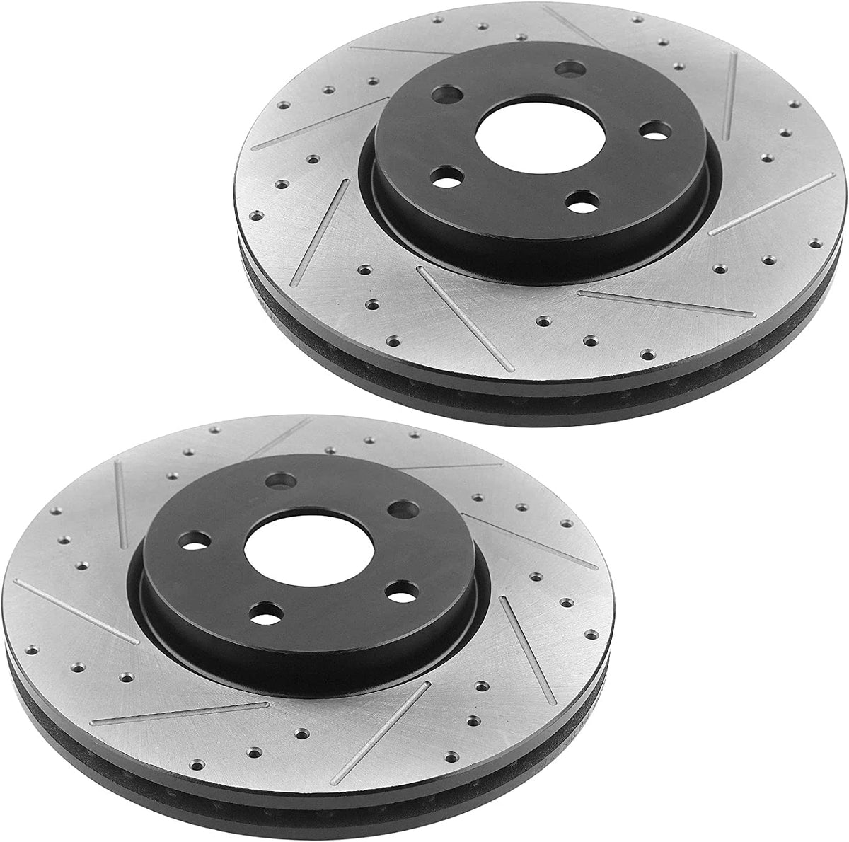 MotorbyMotor Front Brake Rotors 296mm Drilled & Slotted Design E-Coating Brake Rotor & Brake Pad kit Fits for Chevrolet Cobalt Malibu, Pontiac G4 G5 G6, Saturn Aura MotorbyMotor
