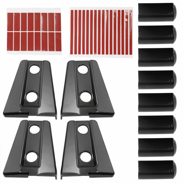 8Pcs Exterior Hood & Door Hinge Covers Trim Fits for Jeep Wrangler JK 2007-2017-Black MotorbyMotor
