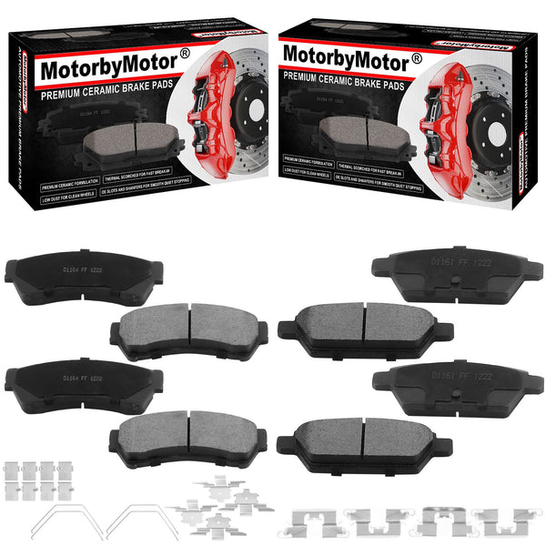 MotorbyMotor D1451 D1654 Front Rear Ceramic Brake Pads w/Hardware Replacemnt for Honda Accord 2013 - 2017 (Not For LX Models) Low Dust Brake Pad -4pcs Set MotorbyMotor