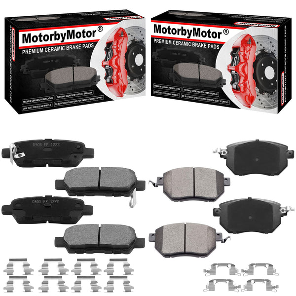 MotorbyMotor D1645 D1095 Front Rear Ceramic Brake Pads w/Hardware Replacemnt for 2013-2016 Ford Escape, 2014-2020 Ford Transit Connect Low Dust Brake Pad -4pcs Set MotorbyMotor