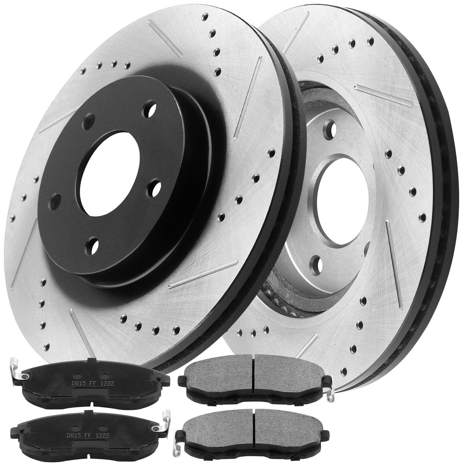 MotorbyMotor Rear Brake Rotors 296mm Drilled & Slotted Design Brake Rotor & Brake Pad kit Including CLEANER DOT4 FLUID Fits for Infiniti I35, Nissan Maxima Altima MotorbyMotor